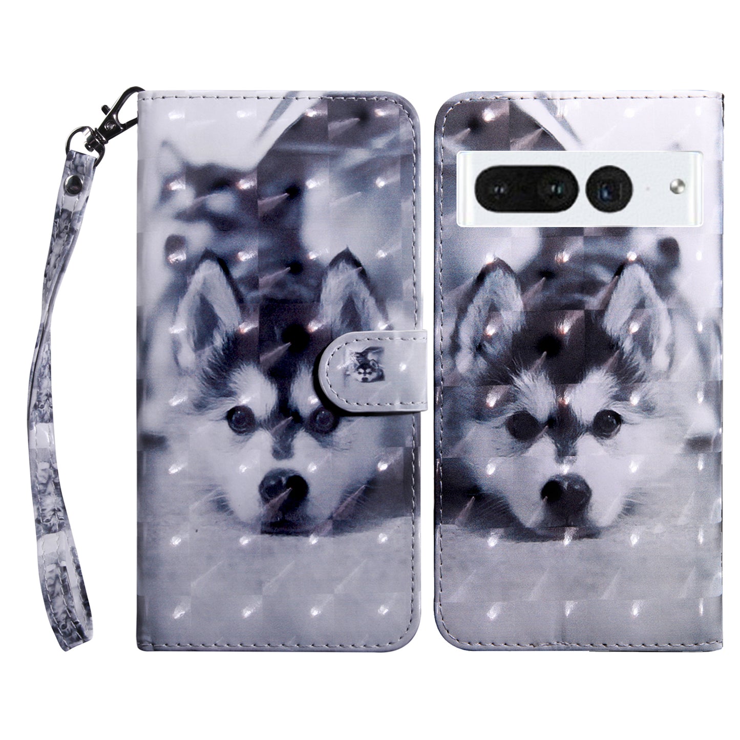 For Google Pixel 7 Pro 5G PU Leather Phone Case 3D Pattern Printing Flip Stand Wallet Shell
