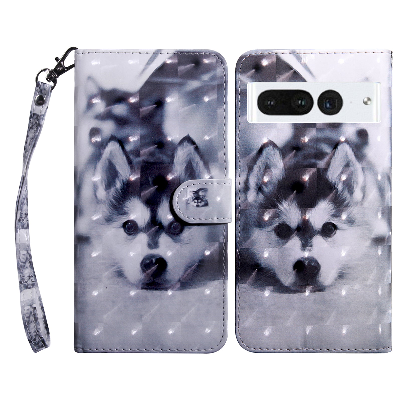 For Google Pixel 7 Pro 5G PU Leather Phone Case 3D Pattern Printing Flip Stand Wallet Shell