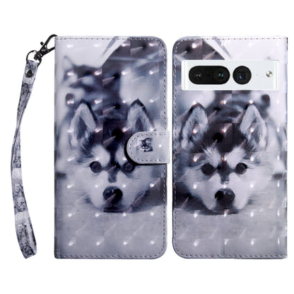 For Google Pixel 7 Pro 5G PU Leather Phone Case 3D Pattern Printing Flip Stand Wallet Shell