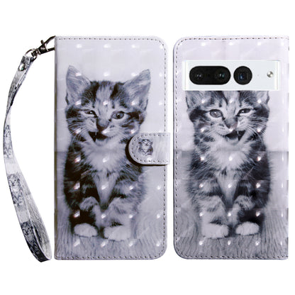 For Google Pixel 7 Pro 5G PU Leather Phone Case 3D Pattern Printing Flip Stand Wallet Shell