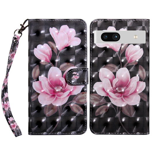 For Google Pixel 7a PU Leather Stand Wallet Shockproof Cover 3D Pattern Printing Phone Case