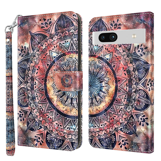 For Google Pixel 7a PU Leather Stand Wallet Shockproof Cover 3D Pattern Printing Phone Case
