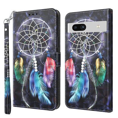 For Google Pixel 7a PU Leather Stand Wallet Shockproof Cover 3D Pattern Printing Phone Case