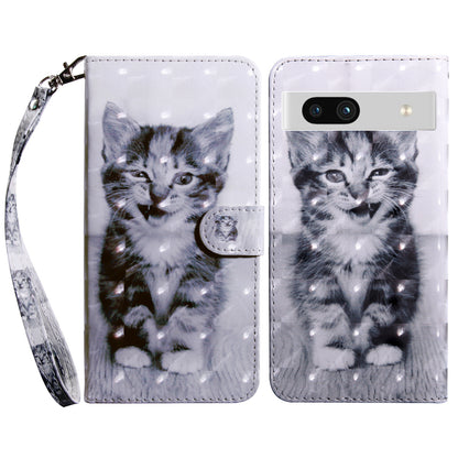 For Google Pixel 7a PU Leather Stand Wallet Shockproof Cover 3D Pattern Printing Phone Case