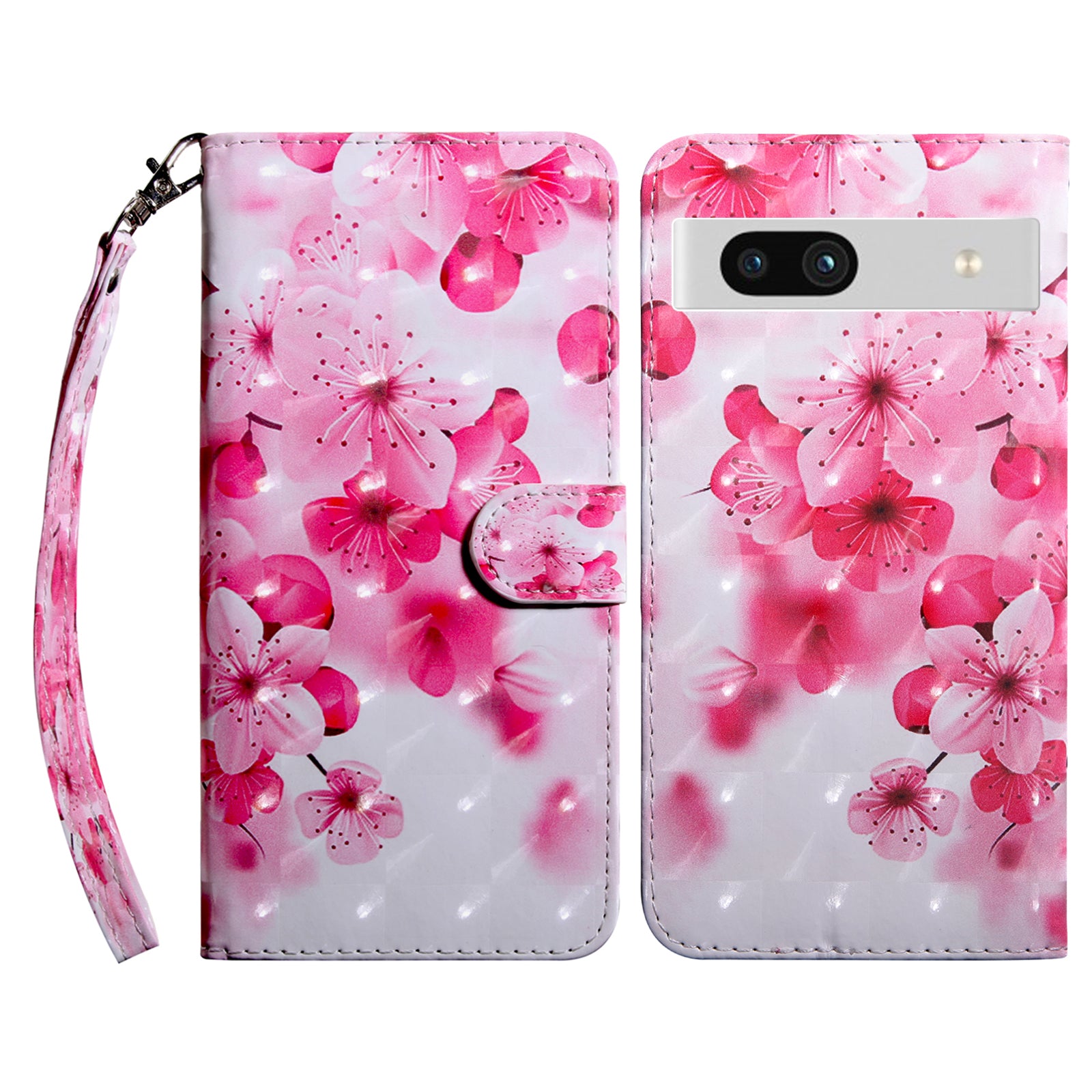 For Google Pixel 7a PU Leather Stand Wallet Shockproof Cover 3D Pattern Printing Phone Case