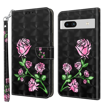 For Google Pixel 7a PU Leather Stand Wallet Shockproof Cover 3D Pattern Printing Phone Case