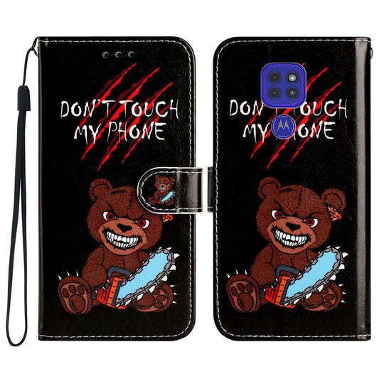 Leather Phone Case for Motorola Moto G9 (India) / G9 Play / E7 Plus , Pattern Printing Folding Stand Wallet Cover