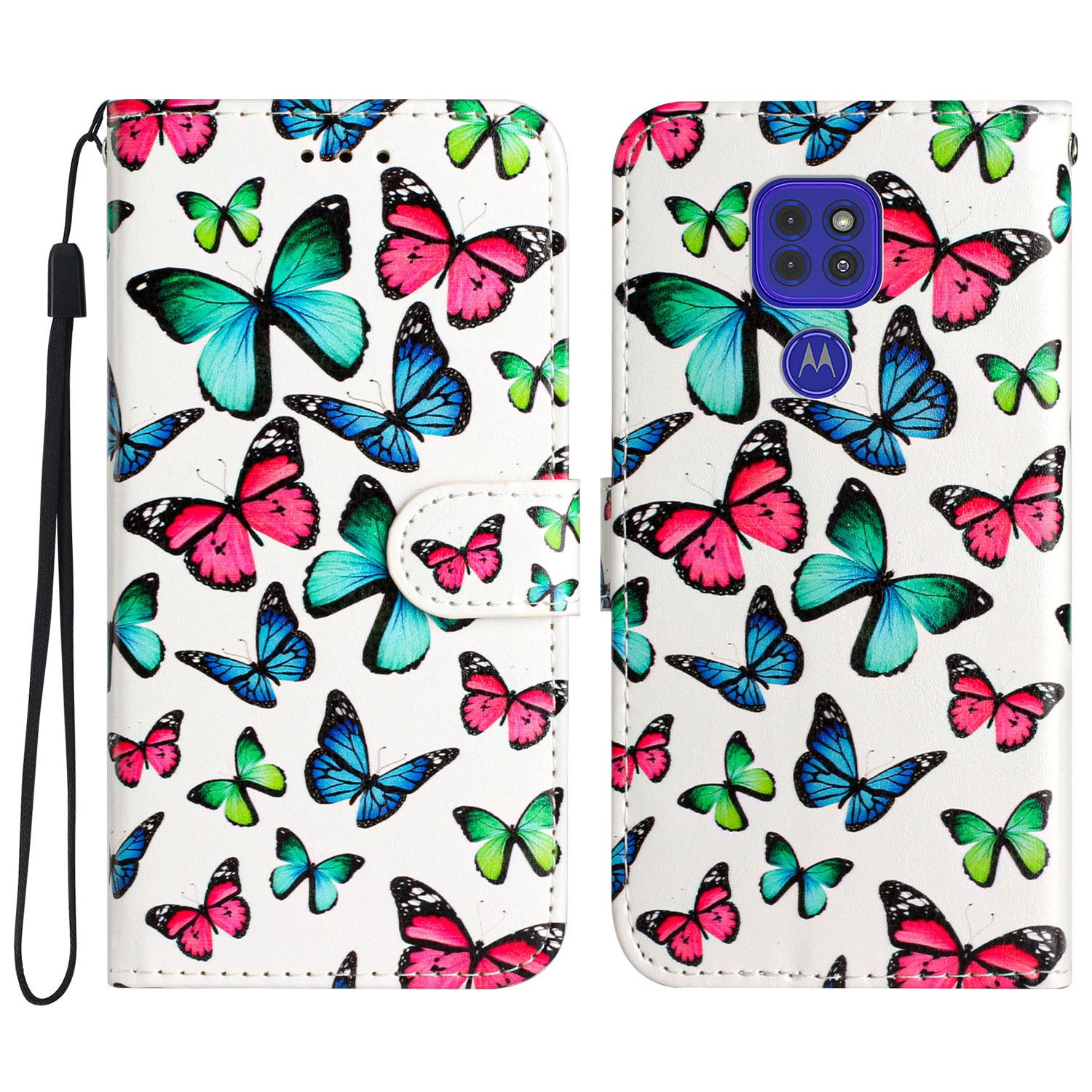 Leather Phone Case for Motorola Moto G9 (India) / G9 Play / E7 Plus , Pattern Printing Folding Stand Wallet Cover