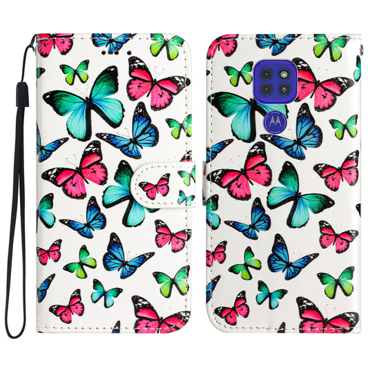 Leather Phone Case for Motorola Moto G9 (India) / G9 Play / E7 Plus , Pattern Printing Folding Stand Wallet Cover