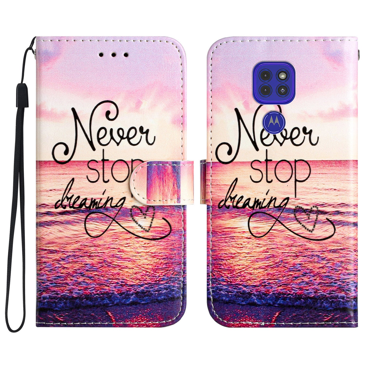 Leather Phone Case for Motorola Moto G9 (India) / G9 Play / E7 Plus , Pattern Printing Folding Stand Wallet Cover