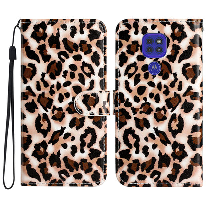 Leather Phone Case for Motorola Moto G9 (India) / G9 Play / E7 Plus , Pattern Printing Folding Stand Wallet Cover
