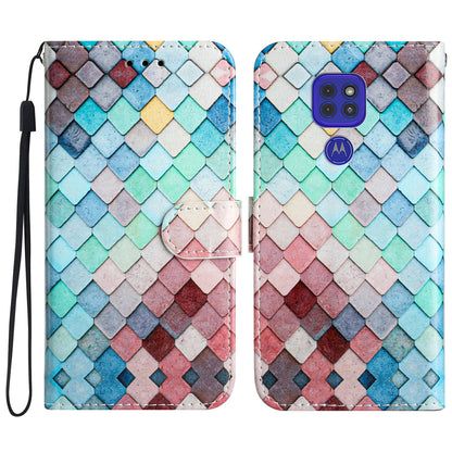 Leather Phone Case for Motorola Moto G9 (India) / G9 Play / E7 Plus , Pattern Printing Folding Stand Wallet Cover