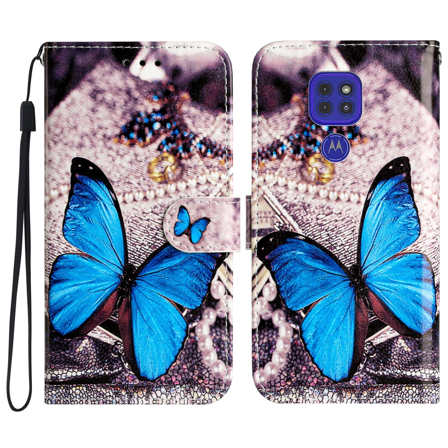 Leather Phone Case for Motorola Moto G9 (India) / G9 Play / E7 Plus , Pattern Printing Folding Stand Wallet Cover