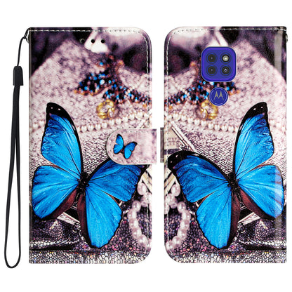 Leather Phone Case for Motorola Moto G9 (India) / G9 Play / E7 Plus , Pattern Printing Folding Stand Wallet Cover