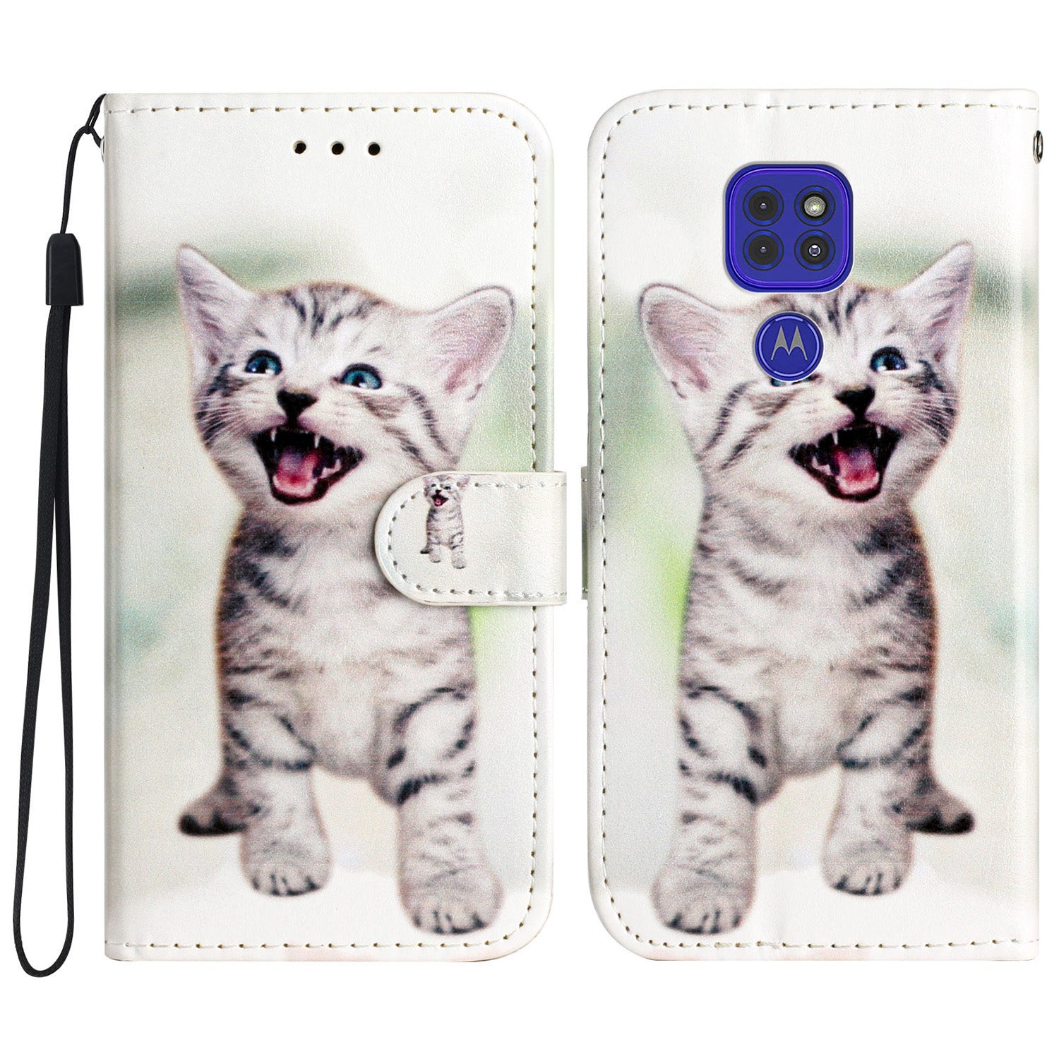 Leather Phone Case for Motorola Moto G9 (India) / G9 Play / E7 Plus , Pattern Printing Folding Stand Wallet Cover