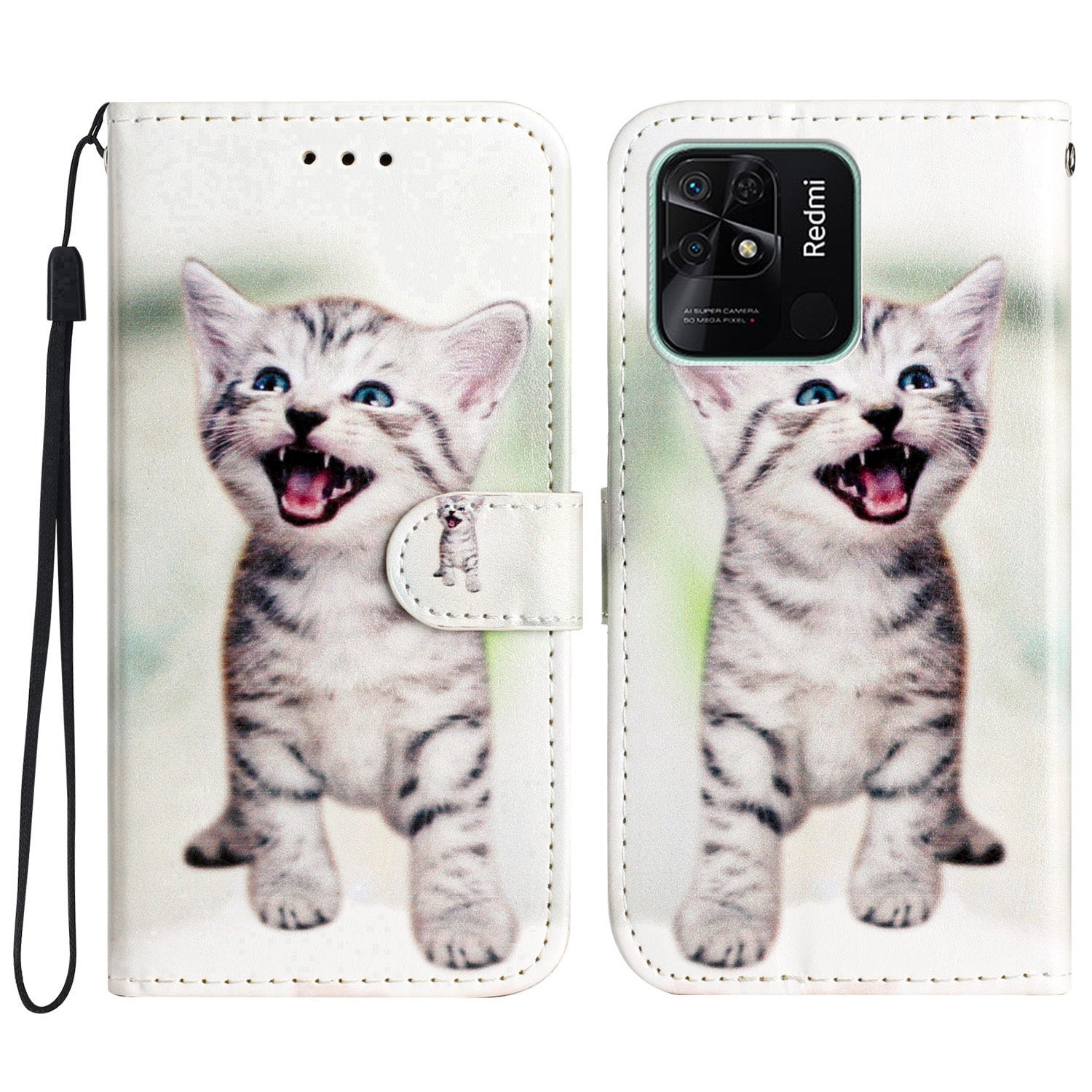 For Xiaomi Redmi 10C 4G PU Leather Wallet Flip Cover Pattern Printing Folding Stand Phone Case