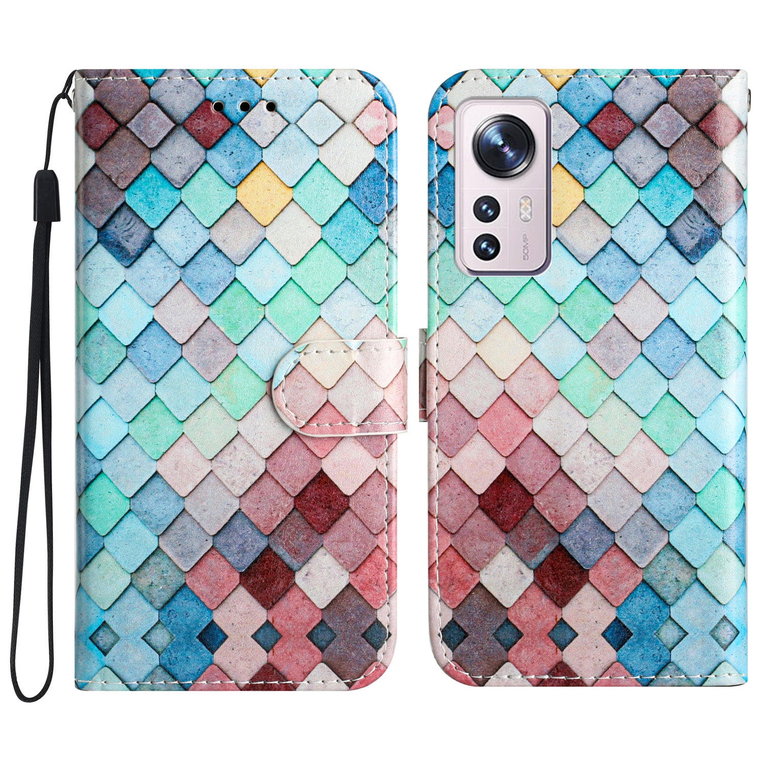 Shockproof Cover for Xiaomi 12 Lite 5G PU Leather Flip Cover Pattern Printing Wallet Phone Case