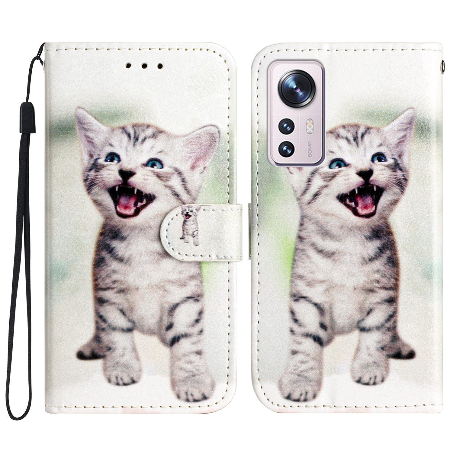 Shockproof Cover for Xiaomi 12 Lite 5G PU Leather Flip Cover Pattern Printing Wallet Phone Case