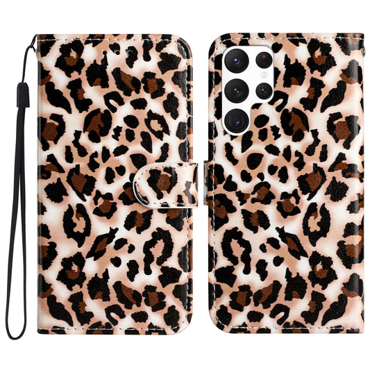 For Samsung Galaxy S22 Ultra 5G Pattern Printing Phone Case Stand PU Leather Wallet Cover
