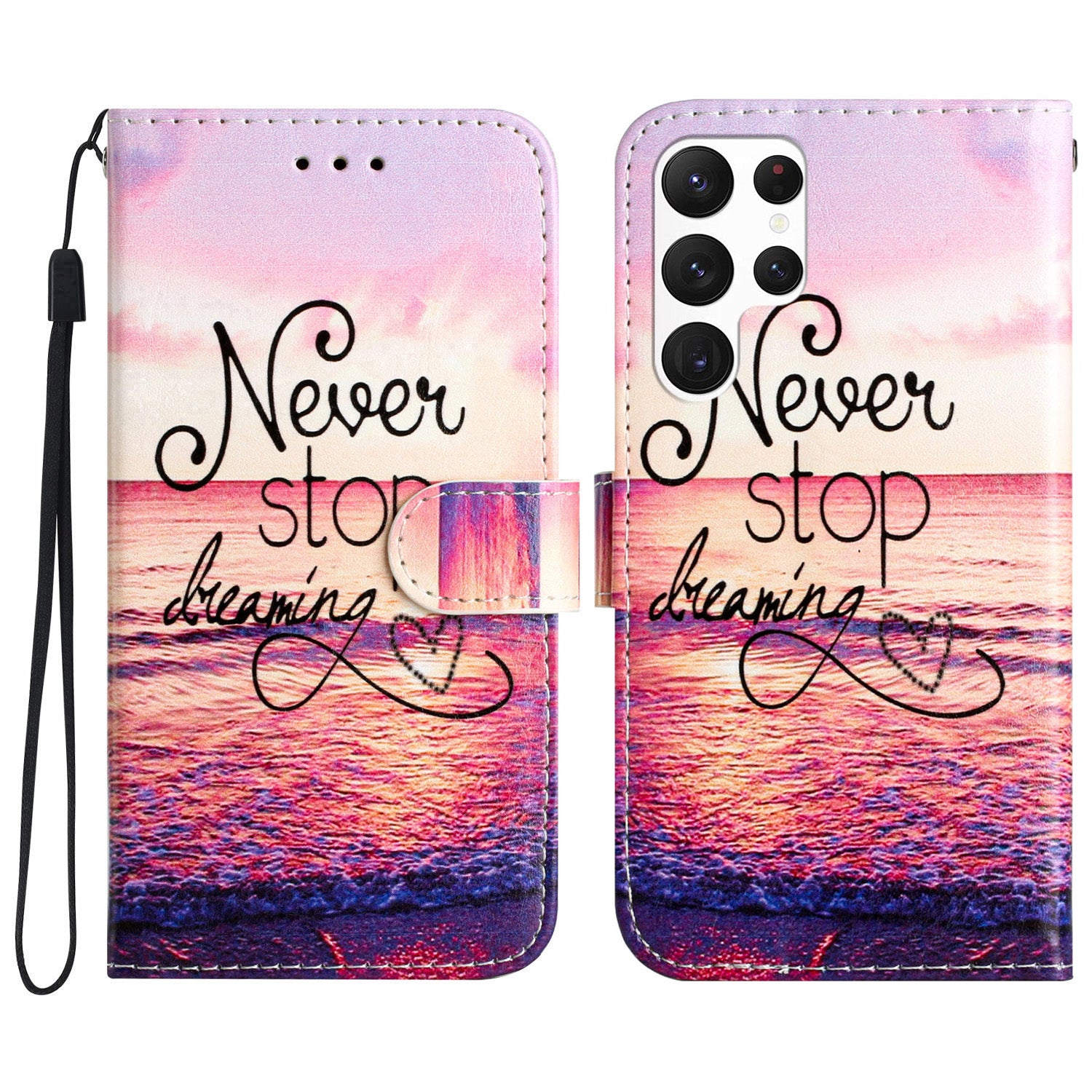 For Samsung Galaxy S22 Ultra 5G Pattern Printing Phone Case Stand PU Leather Wallet Cover