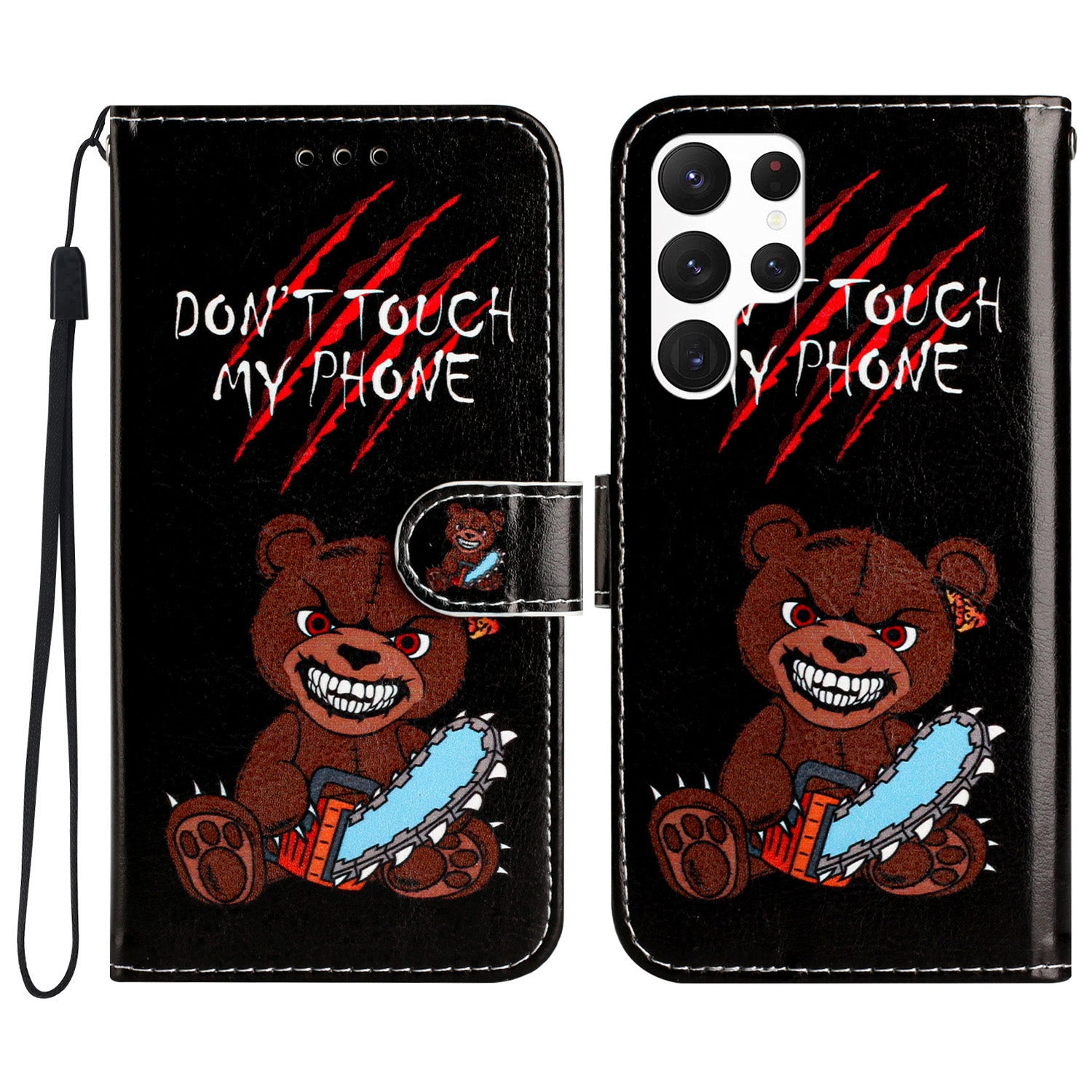 For Samsung Galaxy S22 Ultra 5G Pattern Printing Phone Case Stand PU Leather Wallet Cover