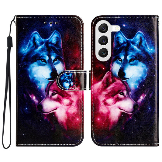 For Samsung Galaxy S23 Pattern Printing Shockproof Phone Case Folding Stand Leather Wallet Cover