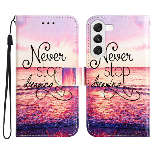 For Samsung Galaxy S23 Pattern Printing Shockproof Phone Case Folding Stand Leather Wallet Cover