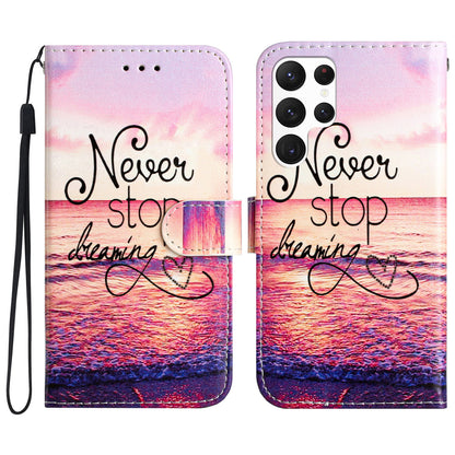 For Samsung Galaxy S23 Ultra Flip PU Leather Phone Cover Stand Pattern Printing Wallet Case