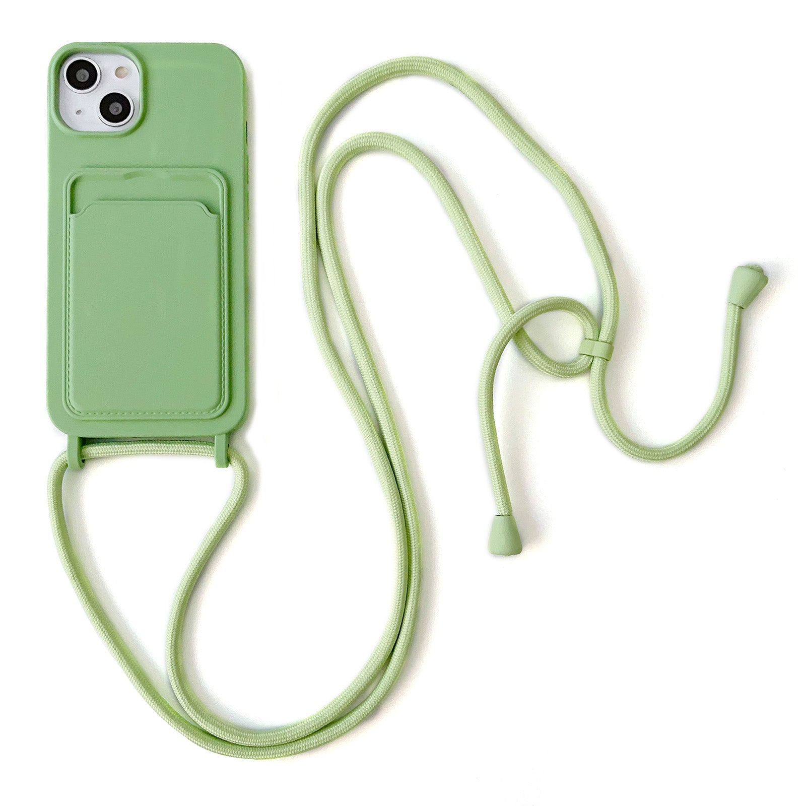 Protective Case for iPhone 14 Case Anti-Fall Liquid Silicone Phone Cover with Card Slot, Strap