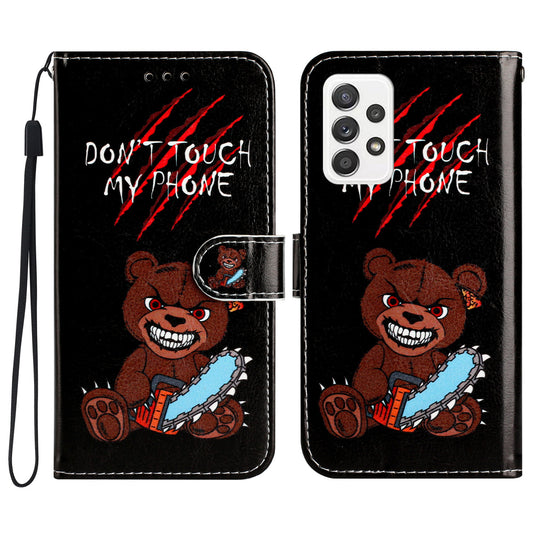 For Samsung Galaxy A73 5G Pattern Printing Phone Leather Case Stand Phone Wallet Cover with Strap