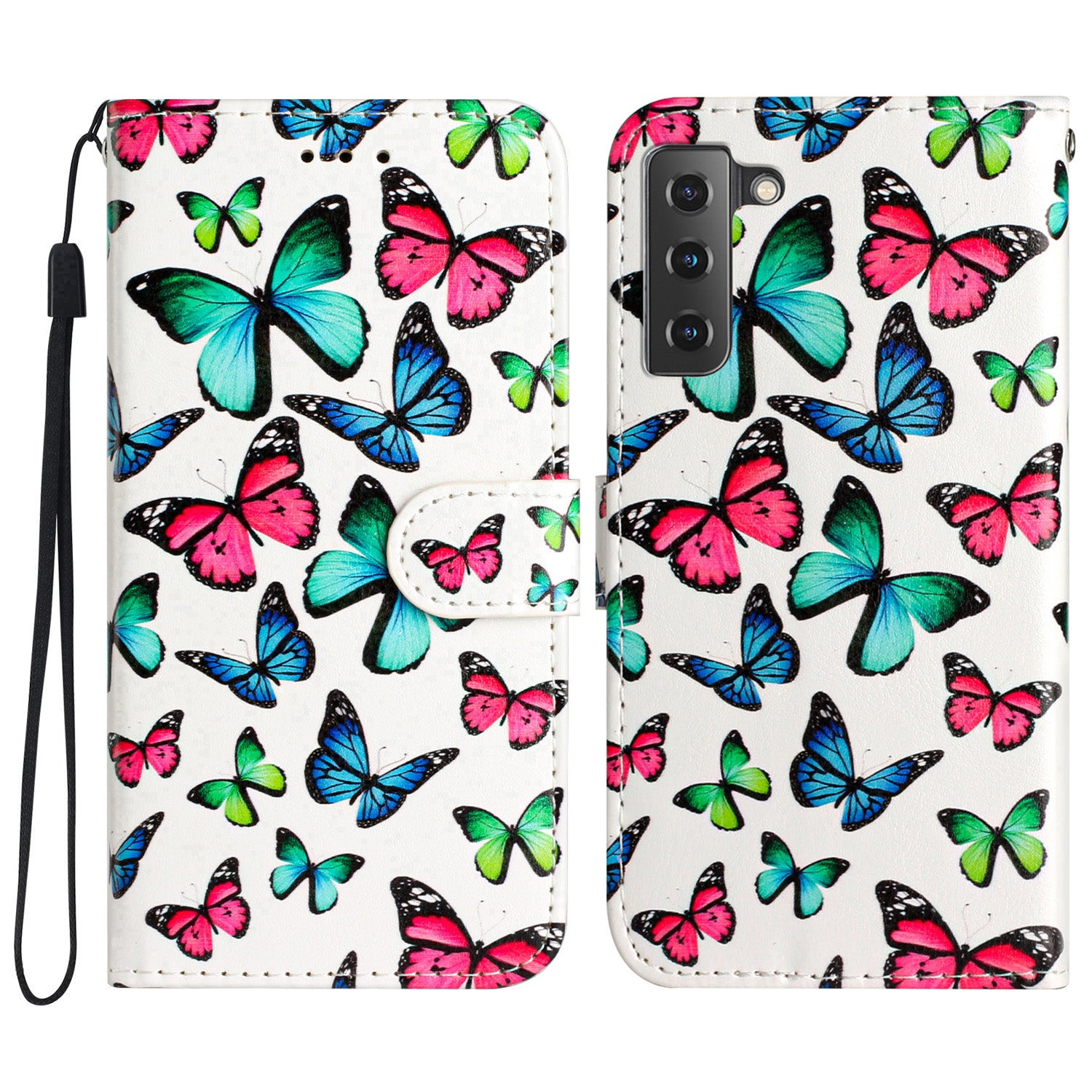 For Samsung Galaxy S22 5G Pattern Printing PU Leather Phone Case Wallet Stand Flip Shockproof Cover