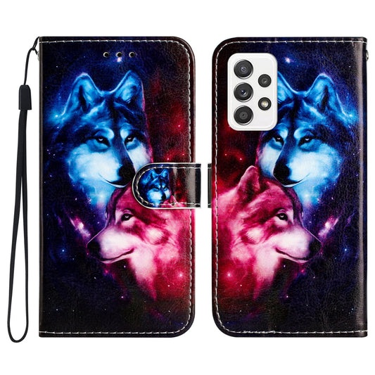 For Samsung Galaxy A53 5G Pattern Printing Phone Case PU Leather Wallet Shockproof Stand Cover