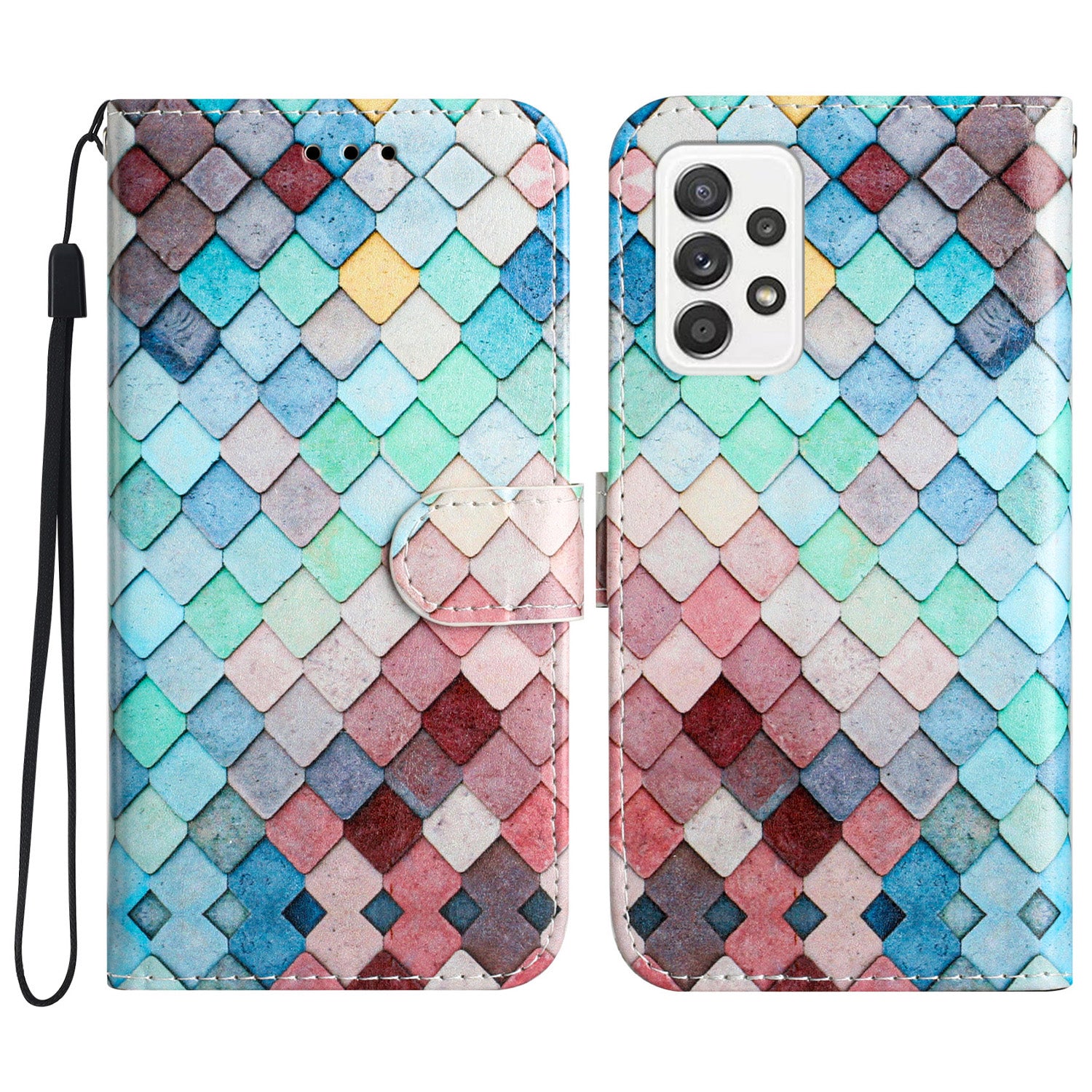 For Samsung Galaxy A53 5G Pattern Printing Phone Case PU Leather Wallet Shockproof Stand Cover