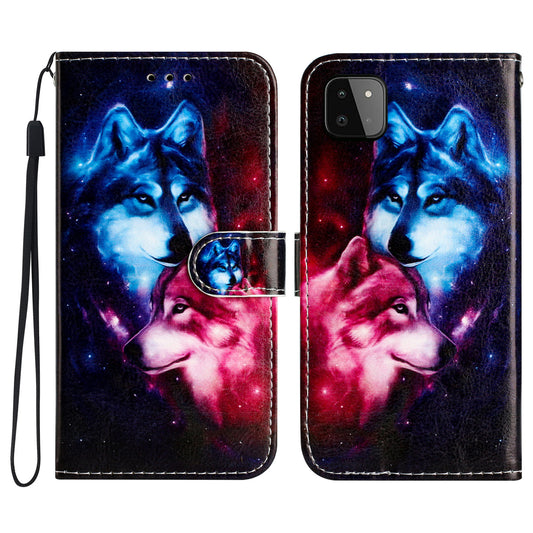 For Samsung Galaxy A22 5G (EU Version) Leather Wallet Full Protection Phone Case Pattern Printing Stand Cover