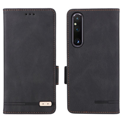 For Sony Xperia 1 V Stand Wallet Leather Phone Case Hardware Decor Protective Phone Cover