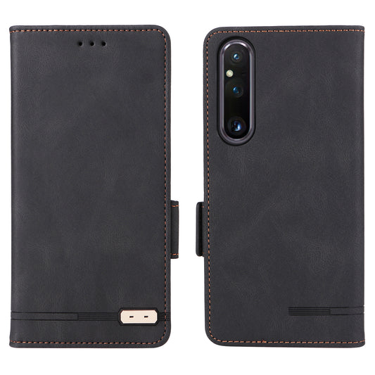 For Sony Xperia 1 V Stand Wallet Leather Phone Case Hardware Decor Protective Phone Cover
