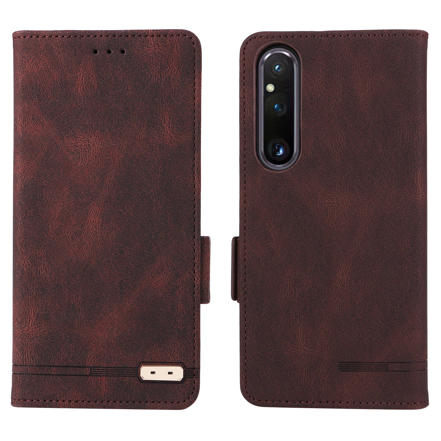 For Sony Xperia 1 V Stand Wallet Leather Phone Case Hardware Decor Protective Phone Cover