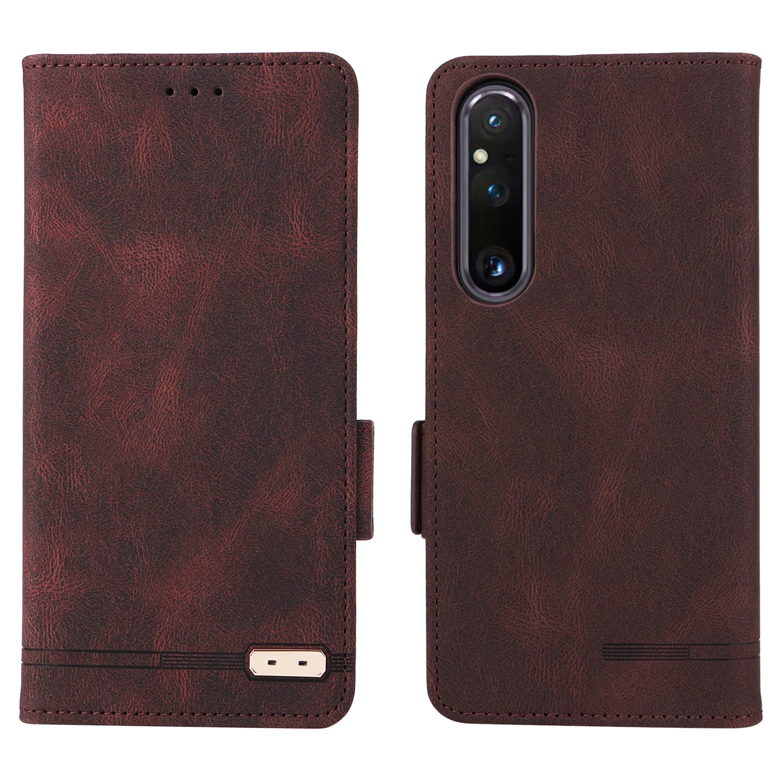 For Sony Xperia 1 V Stand Wallet Leather Phone Case Hardware Decor Protective Phone Cover
