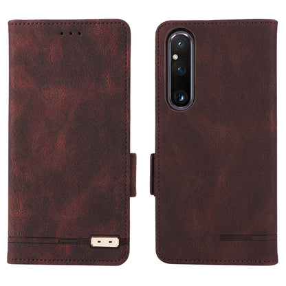 For Sony Xperia 1 V Stand Wallet Leather Phone Case Hardware Decor Protective Phone Cover