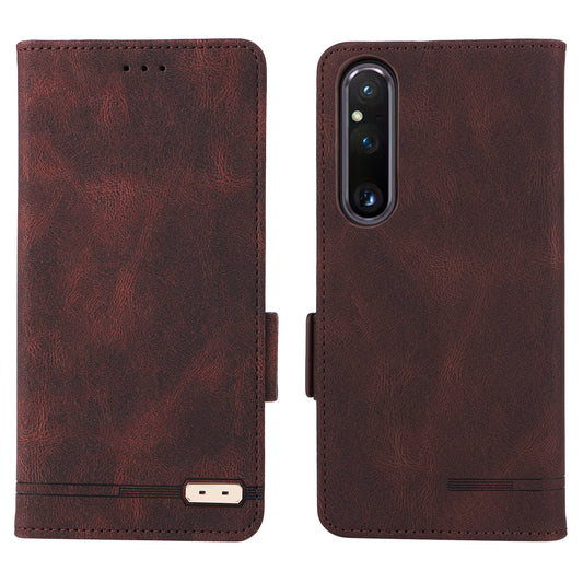 For Sony Xperia 1 V Stand Wallet Leather Phone Case Hardware Decor Protective Phone Cover