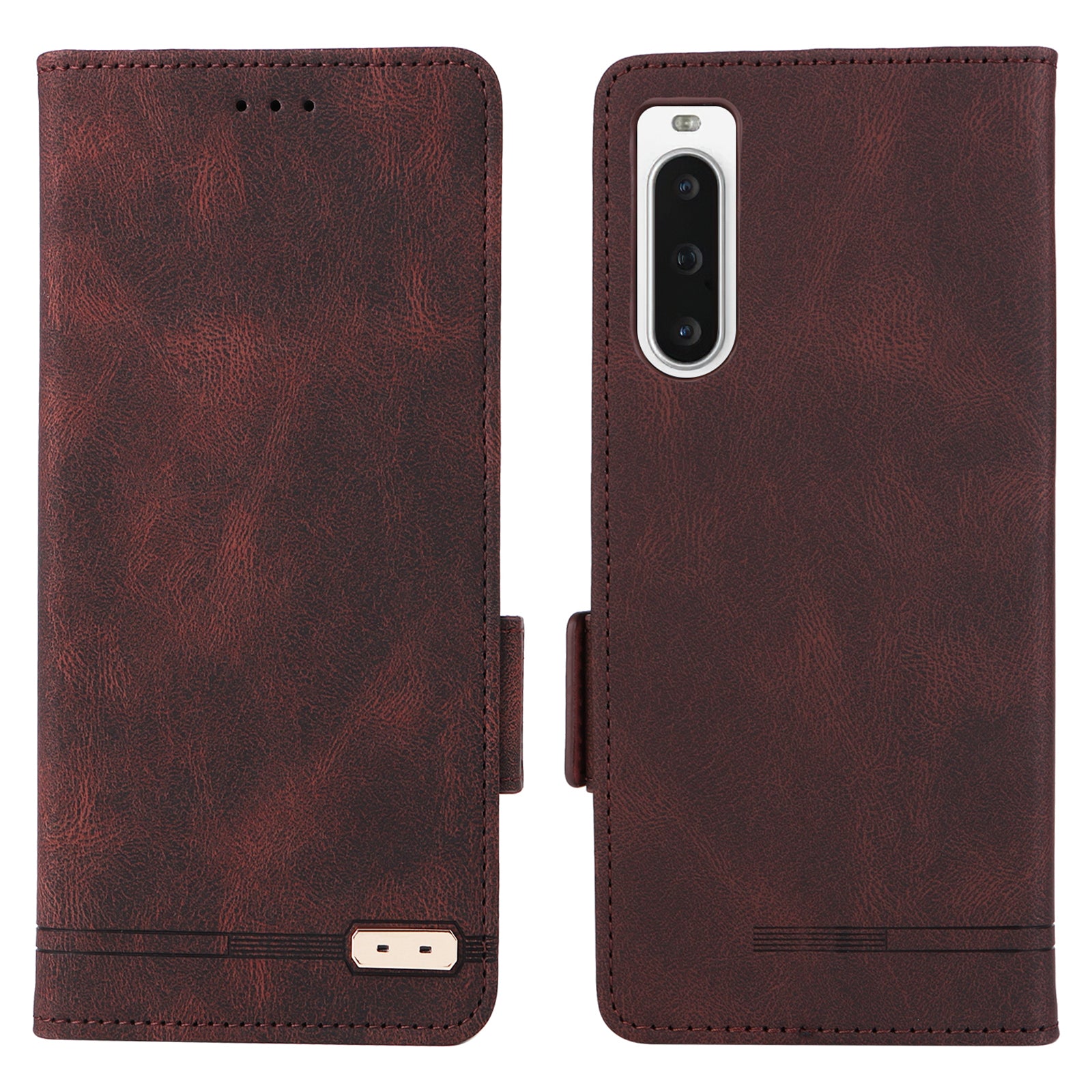 For Sony Xperia 10 V Phone Wallet Case PU Leather Hardware Decor Stand Phone Cover