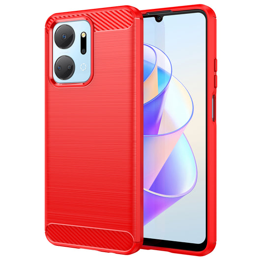 For Honor X7a 5G Soft TPU Phone Case Brushed Carbon Fiber Texture Protective Phone Cover
