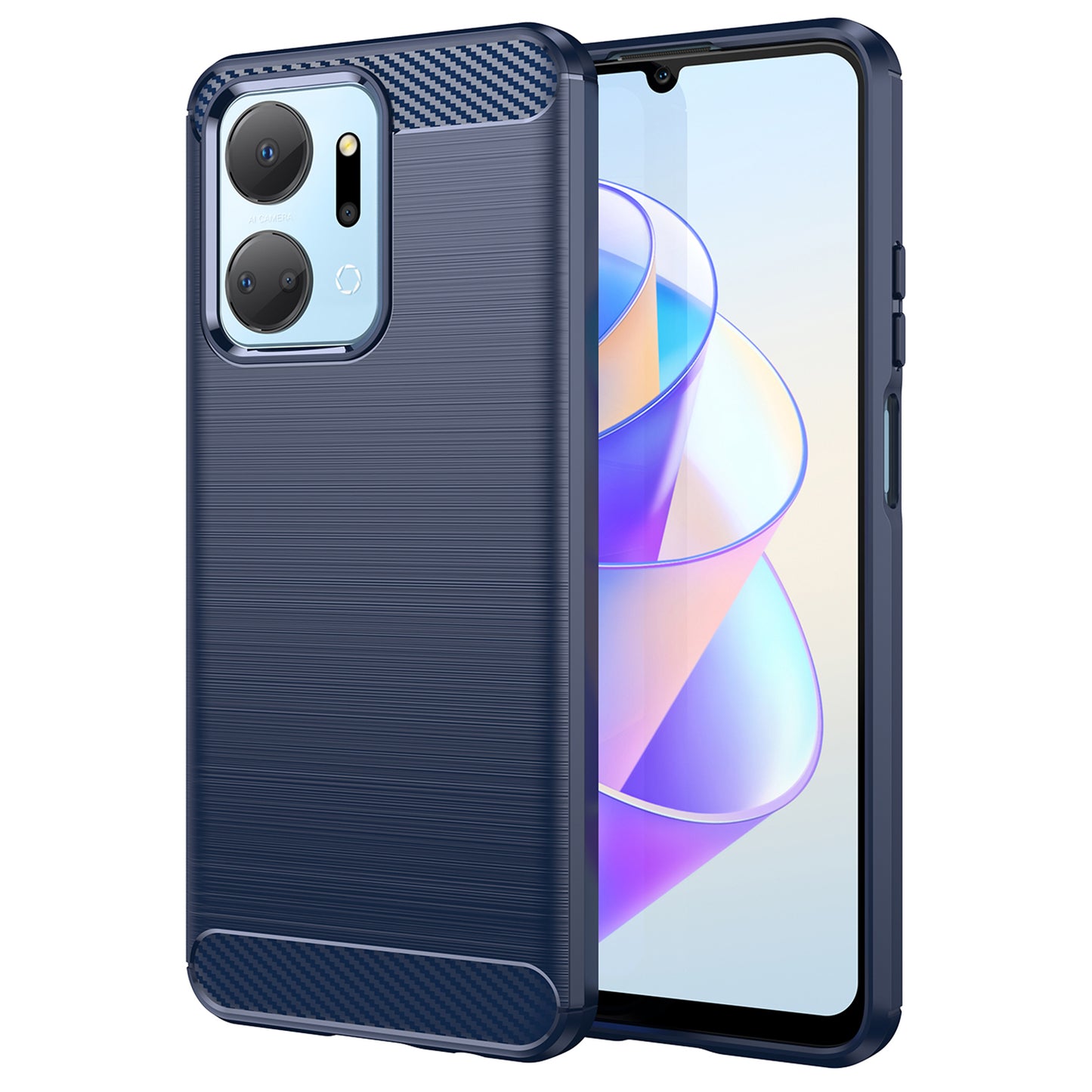 For Honor X7a 5G Soft TPU Phone Case Brushed Carbon Fiber Texture Protective Phone Cover