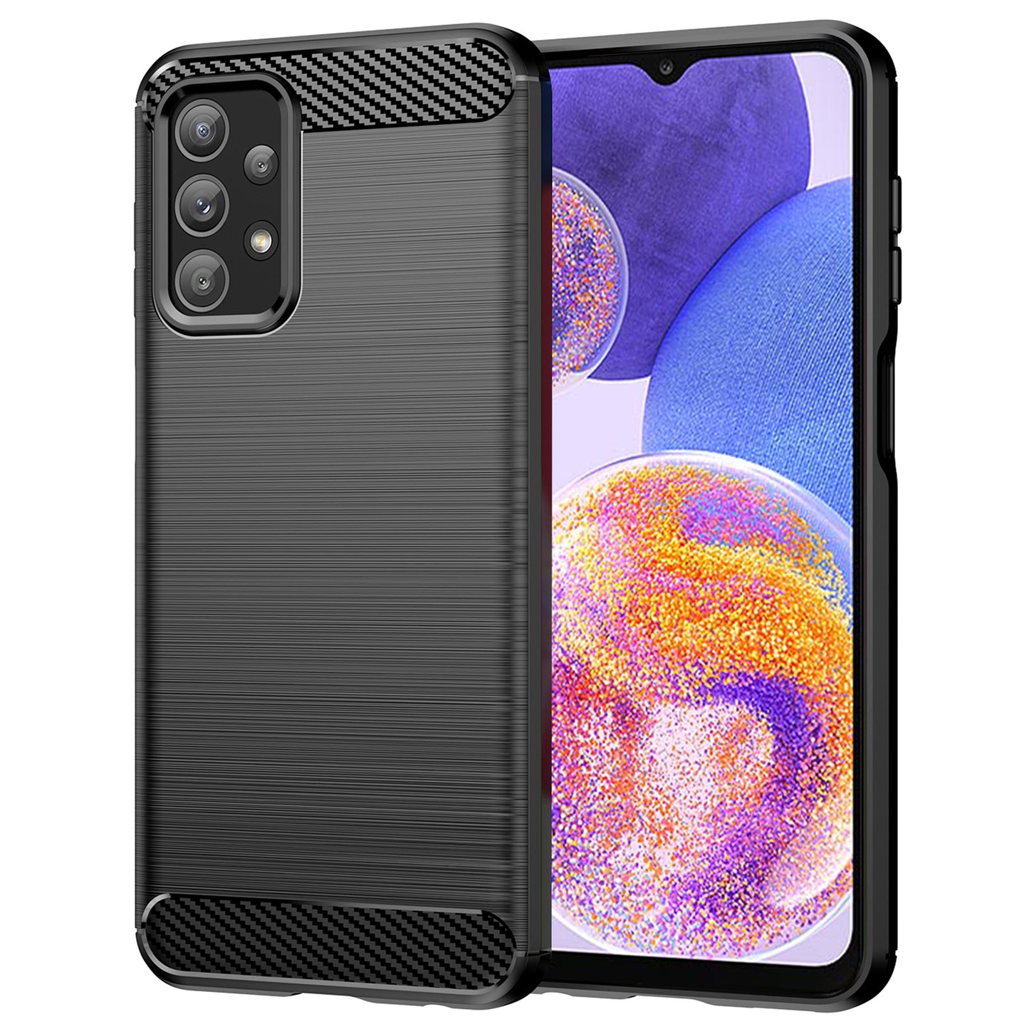Phone Case for Samsung Galaxy A23 4G / 5G (Global Version) , Carbon Fiber Texture Brushed TPU Cover