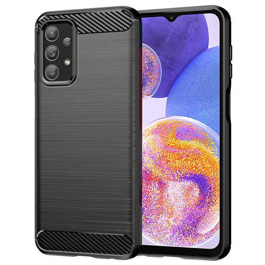 Phone Case for Samsung Galaxy A23 4G / 5G (Global Version) , Carbon Fiber Texture Brushed TPU Cover
