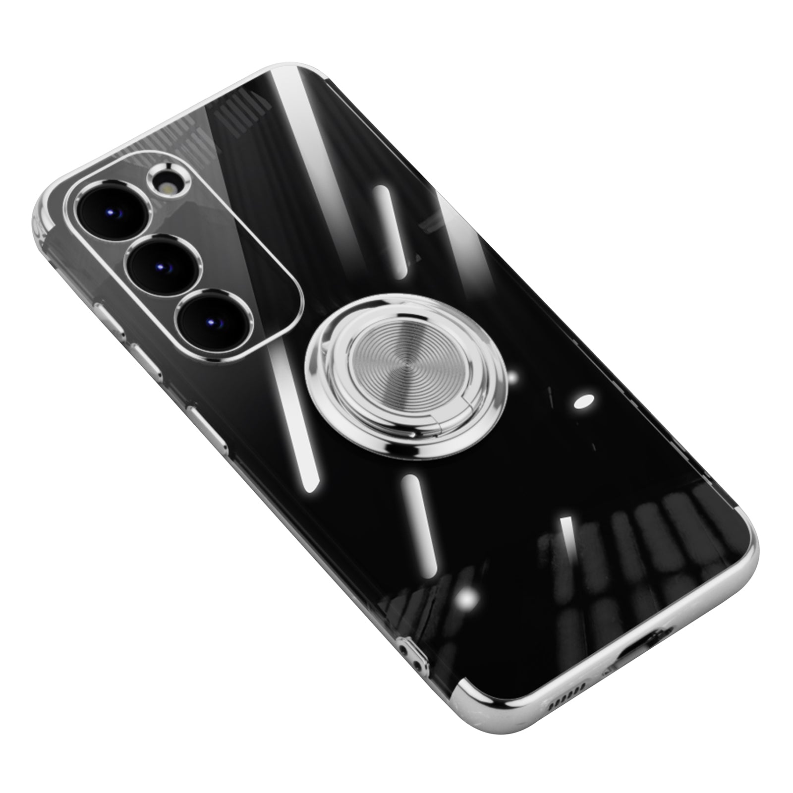 For Samsung Galaxy S23 Case Ring Kickstand Electroplating TPU Phone Shell Anti-Drop Back Cover