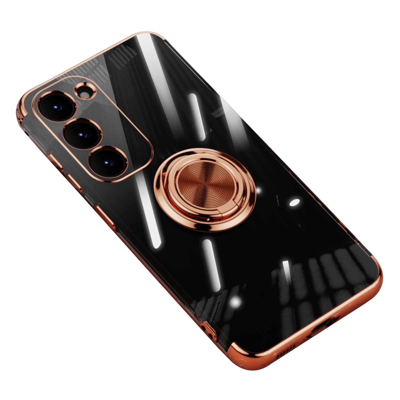 For Samsung Galaxy S23 Case Ring Kickstand Electroplating TPU Phone Shell Anti-Drop Back Cover
