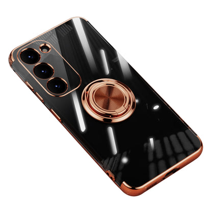 For Samsung Galaxy S23 Case Ring Kickstand Electroplating TPU Phone Shell Anti-Drop Back Cover