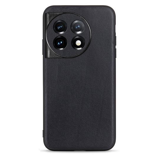 For OnePlus Ace 2 5G / 11R 5G Drop-proof Phone Case Textured Genuine Leather Coated TPU Mobile Cover