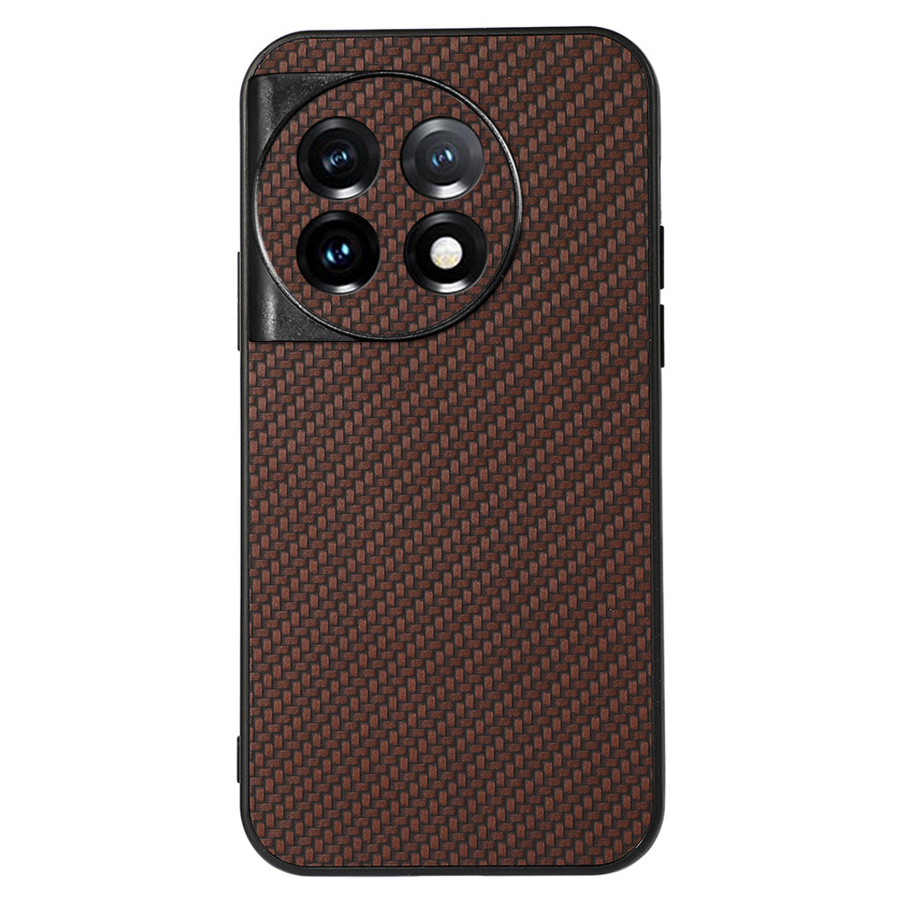 For OnePlus 11 5G Carbon Fiber Texture Phone Case Anti-drop PU Leather Coated TPU Cover